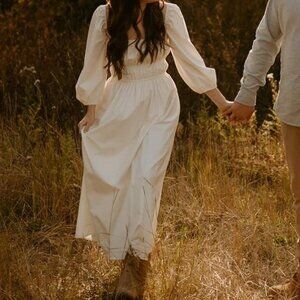 Reformation Bennie Stretch Organic Cotton Midi Dress White Size Small